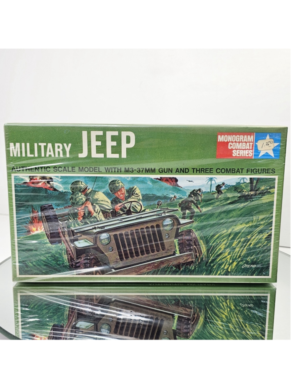 SEALED 1966 Monogram Military 1/4 ton 4x4 Jeep M3-37MM Canon USA Vintage